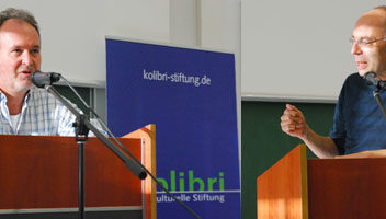 Vortrag: Links Sebastian Schoepp, rechts Prof. Sebastian Lessenich