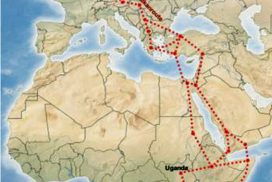 Landkarte mit bekannten Fluchtrouten aus Afrika nach Europa